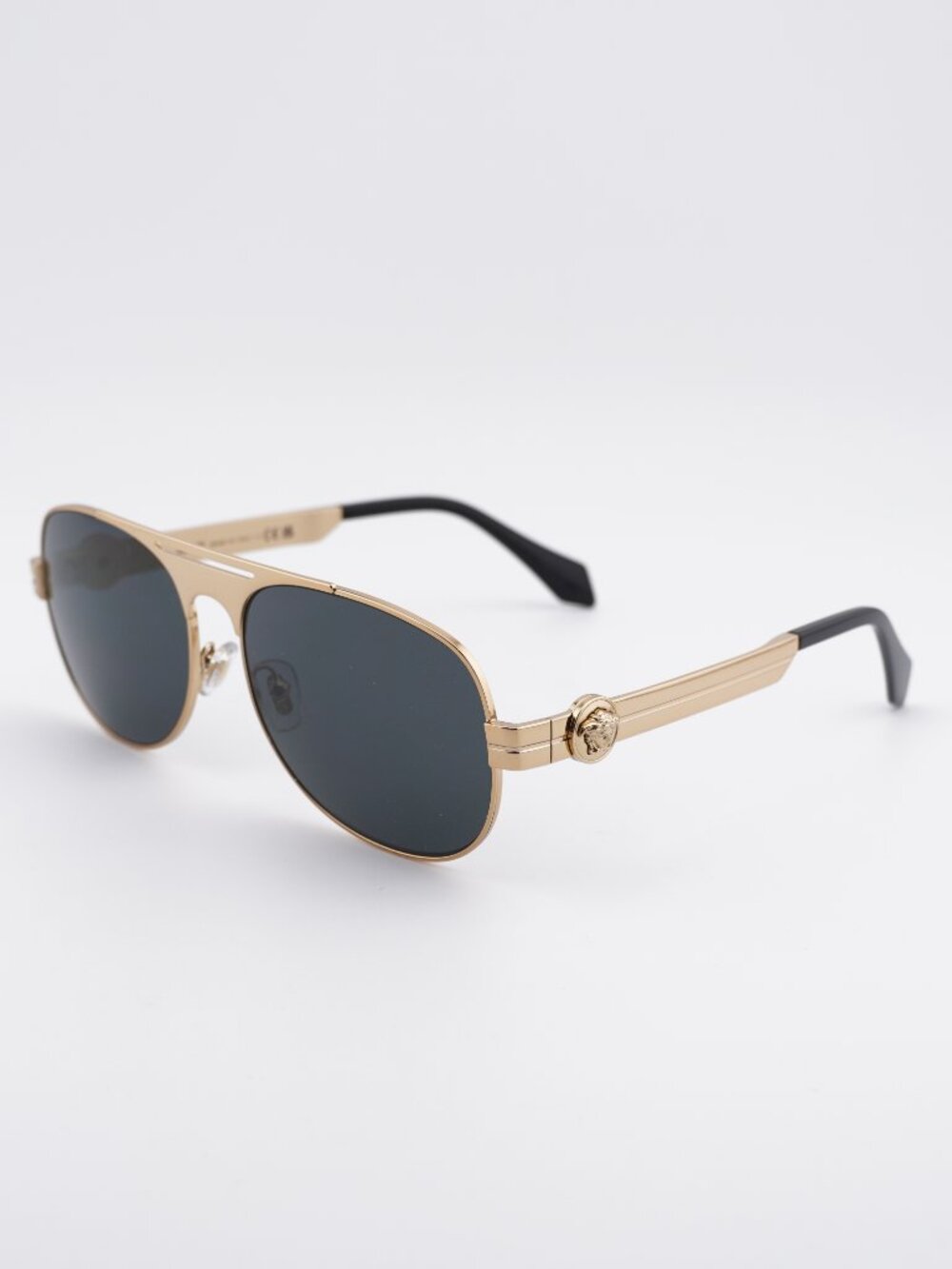 Versace VE2302 152387 Sunglasses Gold Aviator Frame, Grey Lenses